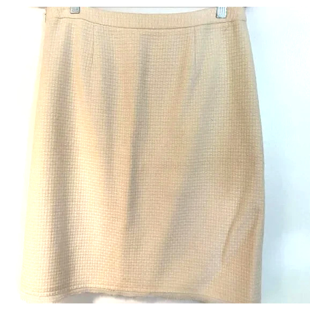 Banana Republic Ivory Cream Textured Gauze Underlay Pencil Straight Knee Wool 6 - Picture 5 of 7